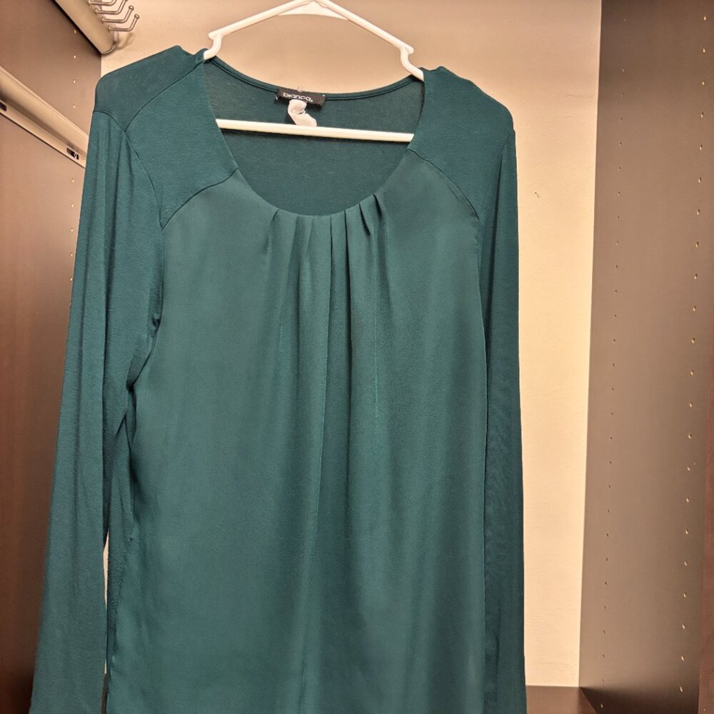 Bianca Forest-Green Mixed-Media Top by Bianca